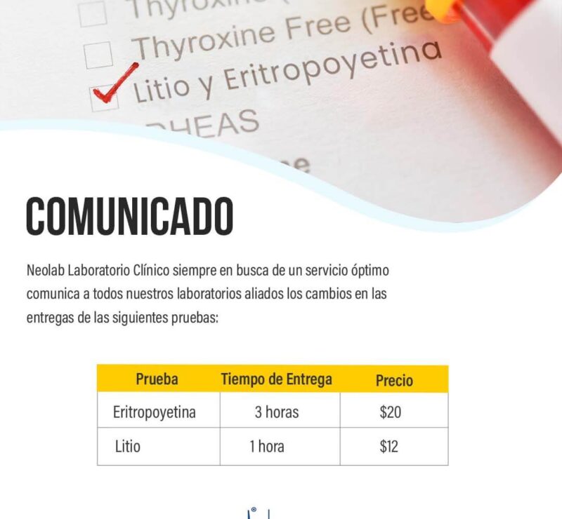 neolab_laboratorio_clínico_nuevas_examenes_clinicos_litio_eriyotropina